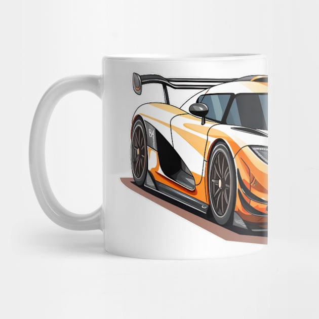 Koenigsegg Orange Cartoon Print by SynchroDesign